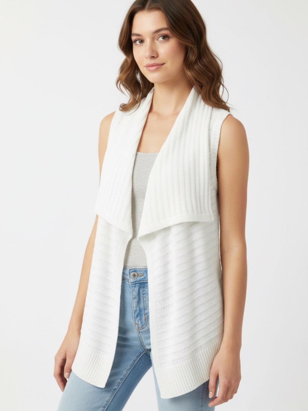 GAP Women’s Cream Open-Knit Sleeveless Sweater Tank S